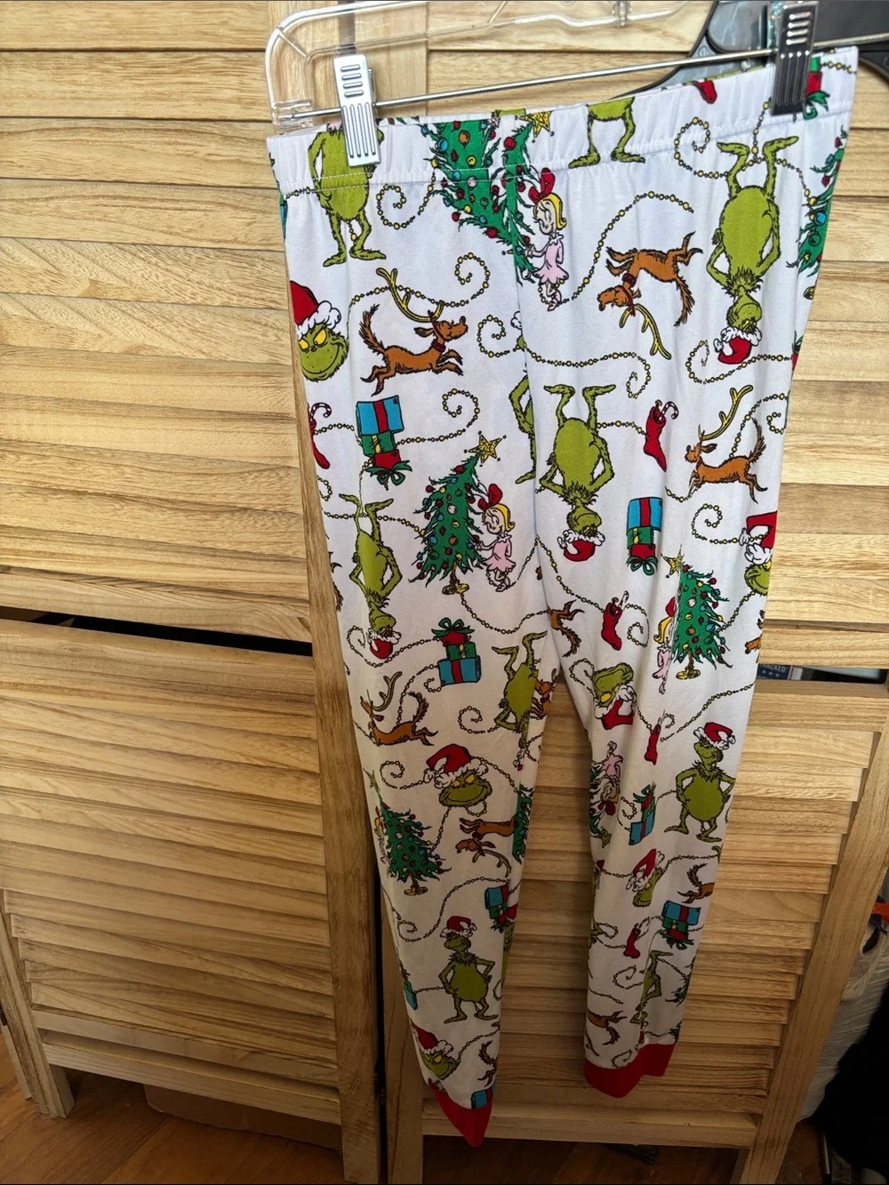 Kids Grinch Christmas Pajama Bottoms- White & Green 12